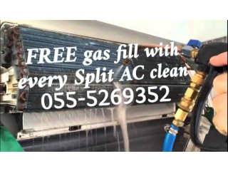 Free gas fill with every split ac clean 055-5269352 maintenance repair fixing handyman