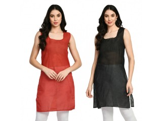 Pankhudi Non-Stretch Knee Length Slips Cotton Camisole for Women