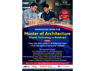 Limited Seats to Apply for VIT M.Arch
