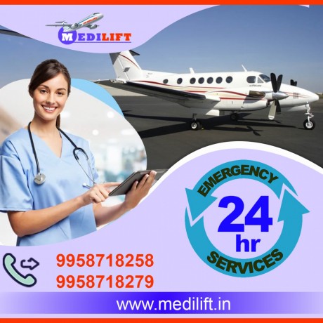 get-air-ambulance-service-in-siliguri-by-medilift-with-a-highly-skilful-medical-crew-big-0