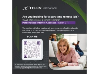 Part-time Work From Home as Personalized Internet Assessor anywhere in Italy